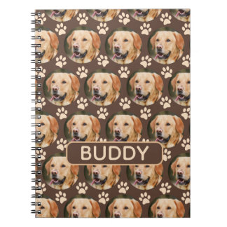 Caderno Espiral Nome Personalizado do Pet Photo Pattern