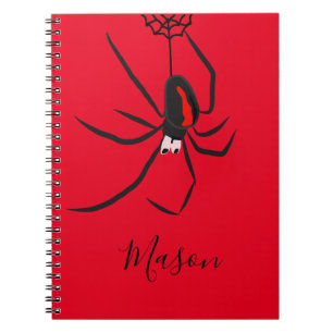 Caderno Espiral Nome Personalizado do Red Back Spider