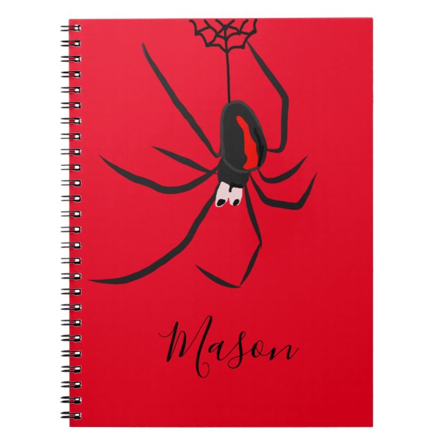 Caderno Espiral Nome Personalizado do Red Back Spider da Escola (Frente)