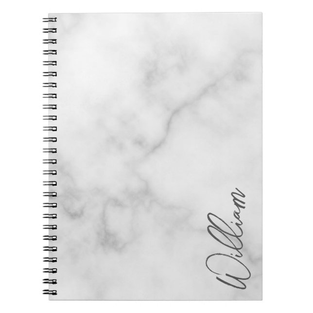 Caderno Espiral Nome Personalizado do Script Moderno do Marble Bra (Frente)