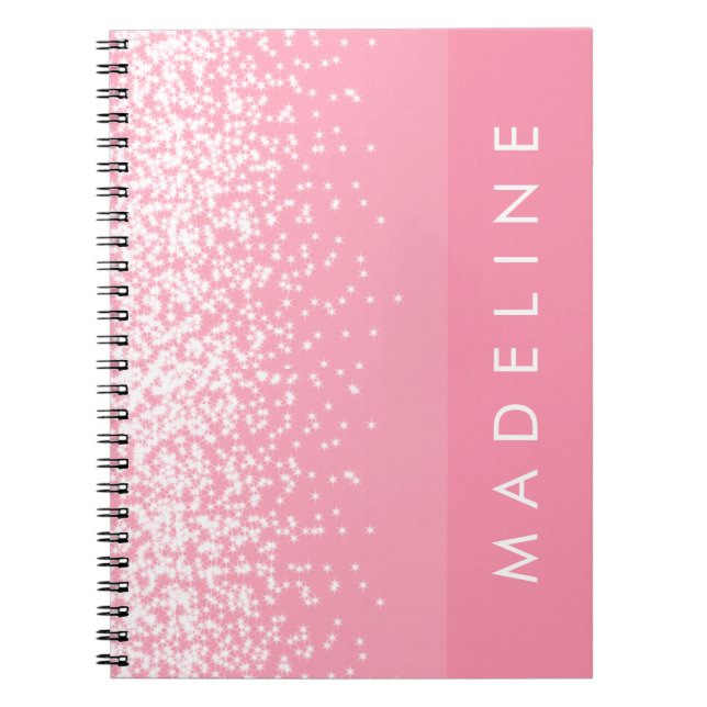 Caderno Espiral Nome Personalizado do Sparkle Rosa Simples (Frente)
