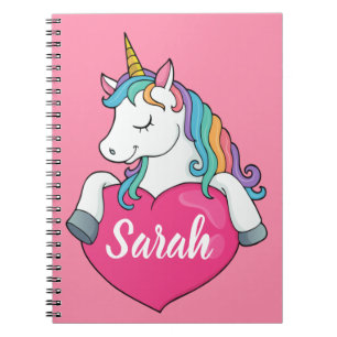 Caderno Espiral Nome Personalizado do Unicórn de Cute 