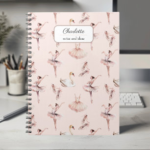 Caderno Espiral Nome Personalizado dos Calçados de Balé Rosa Balle