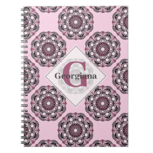 Caderno Espiral Nome personalizado Dusky Rosa Cherry Blossom Dot M