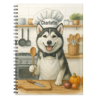 Caderno Espiral Nome Personalizado Engraçado Cão Chefe Siberiano H