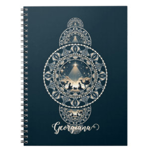 Caderno Espiral Nome Personalizado Estrela Santa de Mandala Orname