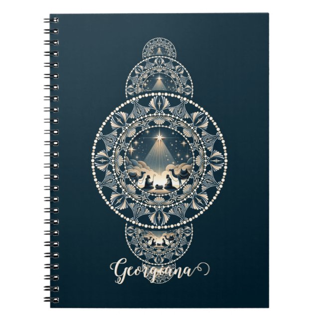 Caderno Espiral Nome Personalizado Estrela Santa de Mandala Orname (Frente)