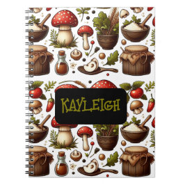 Caderno Espiral Nome personalizado exclusivo padrão cottagecore de