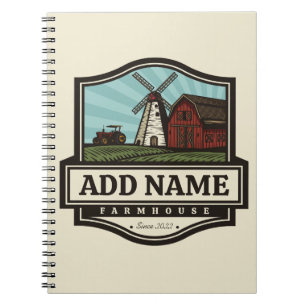 Caderno Espiral NOME Personalizado Farmhouse Rustic Farmhouse Old 