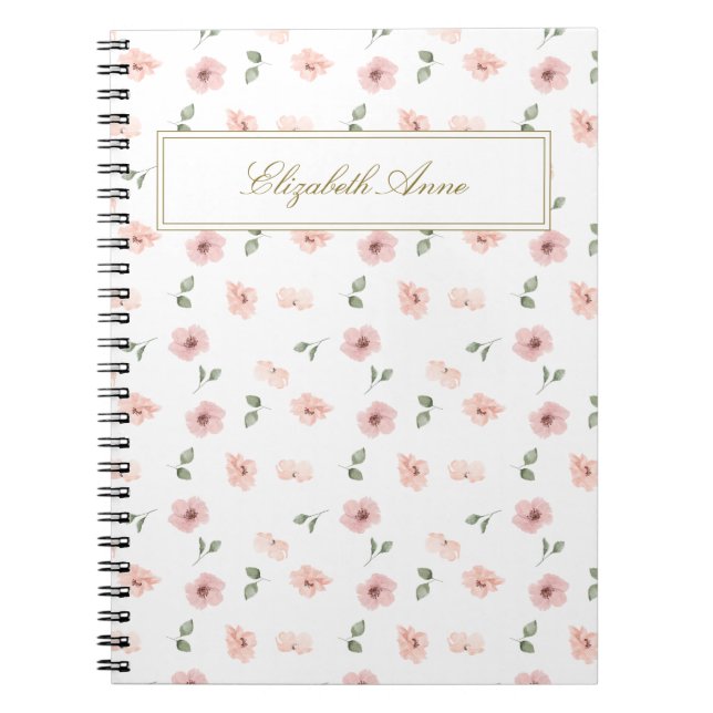 Caderno Espiral Nome Personalizado Floral (Frente)