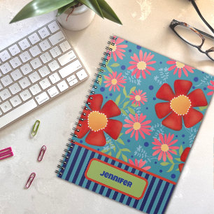 Caderno Espiral Nome Personalizado Floral Personalizado de Diversã