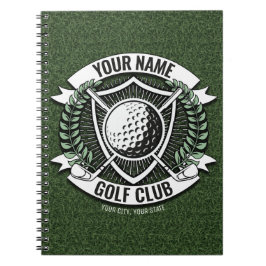 Caderno Espiral Nome Personalizado Golfer Golf Club Turf Clubhouse