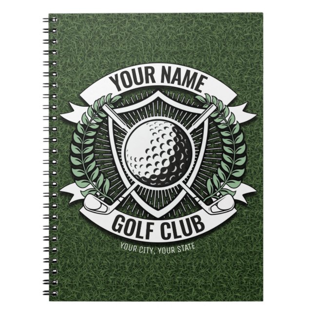 Caderno Espiral Nome Personalizado Golfer Golf Club Turf Clubhouse (Frente)
