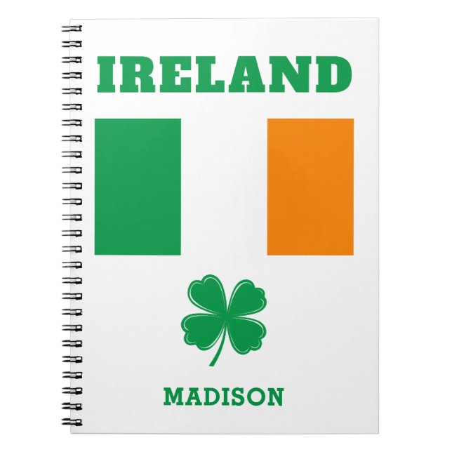 Caderno Espiral Nome Personalizado Irlanda (Frente)