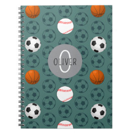 Caderno Espiral Nome Personalizado Meninos Esportes Futebol Padrão