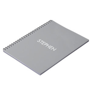 Caderno Espiral Nome personalizado minimalista cinza