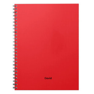 Caderno Espiral Nome Personalizado Minimalista Vermelho