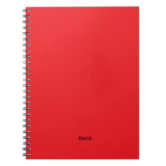 Caderno Espiral Nome Personalizado Minimalista Vermelho