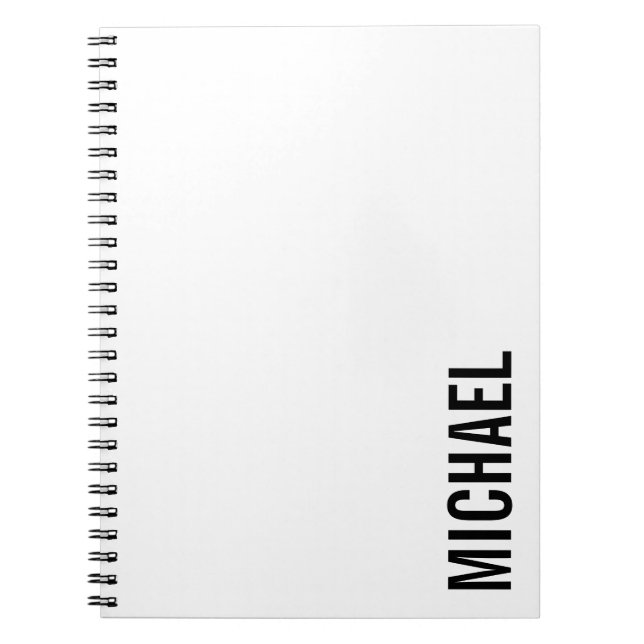 Caderno Espiral Nome Personalizado Mínimo Moderno (Frente)