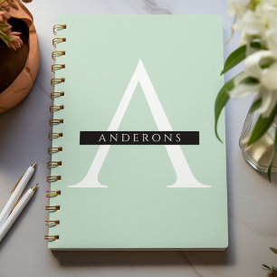 Caderno Espiral Nome Personalizado Mint Pastel Minimalista
