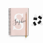 Caderno Espiral Nome Personalizado Moderno Monograma Pastel Rosa<br><div class="desc">Nome Personalizado Moderno Monograma Pastel Rosa</div>