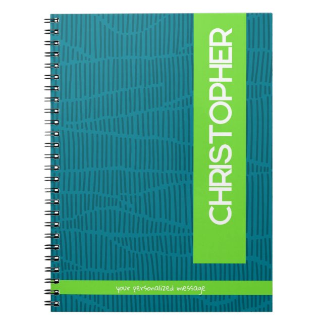 Caderno Espiral Nome Personalizado Moderno Verde (Frente)