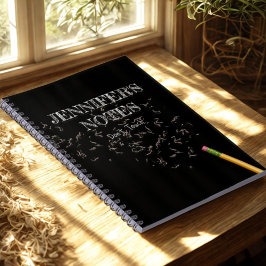 Caderno Espiral Nome Personalizado Negro e Branco Moderno Engraçad