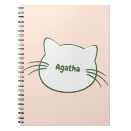 Caderno Espiral Nome Personalizado no Design de Gato em Forma