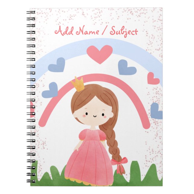 Caderno Espiral Nome Personalizado/Objeto Cuja Princesa de Amor do (Frente)