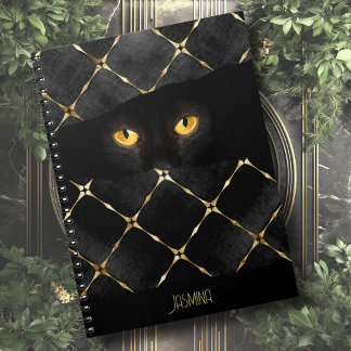 Caderno Espiral Nome Personalizado Olhos Negros Elegantes no Escur