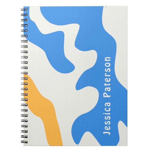 Caderno Espiral Nome Personalizado Orgânico Amarelo Azul Retroativ (Frente)