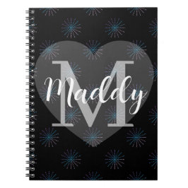 Caderno Espiral Nome Personalizado & Padrão de Estrela Inicial