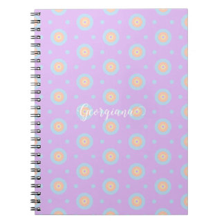 Caderno Espiral Nome Personalizado Pastel Cotovelo Arco-Íris Padrã