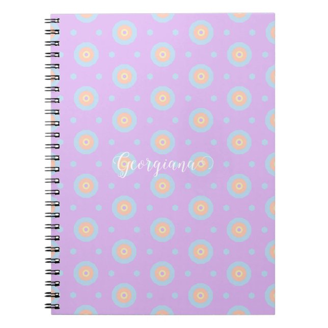 Caderno Espiral Nome Personalizado Pastel Cotovelo Arco-Íris Padrã (Frente)