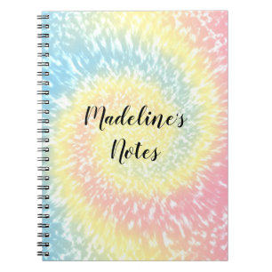 Caderno Espiral Nome Personalizado Pastel Tie Dye Hippy Swirl
