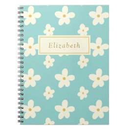 Caderno Espiral Nome Personalizado Personalizado Daisy Floral Cute