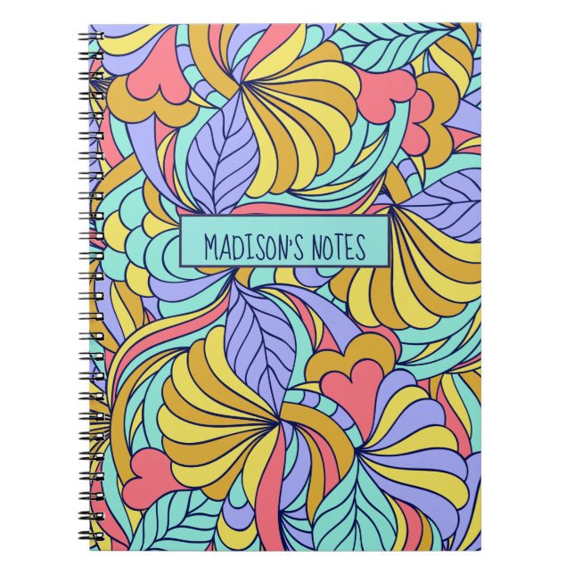 Caderno Espiral Nome personalizado Pormenores coloridos notebook (Frente)