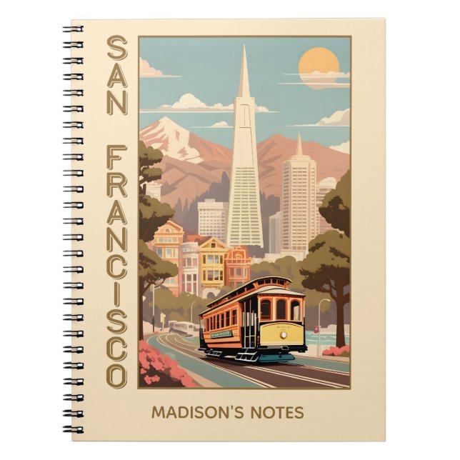 Caderno Espiral Nome Personalizado Retro São Francisco (Frente)