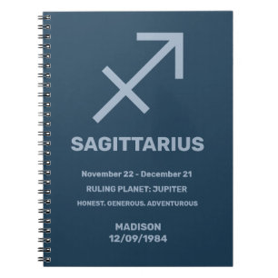 Caderno Espiral Nome Personalizado / Sagitário de Sinal de Zodíaco