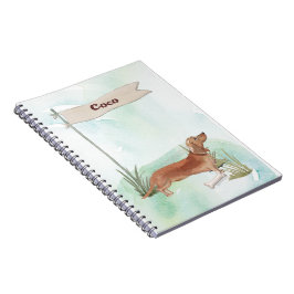 Caderno Espiral Nome Personalizado Tan Dachshund Pet Dog