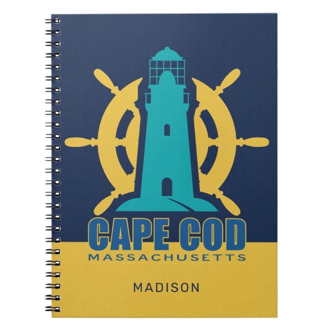 Caderno Espiral Nome Personalizado / Texto Cabo Cod Massachusetts (Frente)