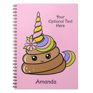 Caderno Espiral Nome Personalizado & Texto Cocô de Unicórnio