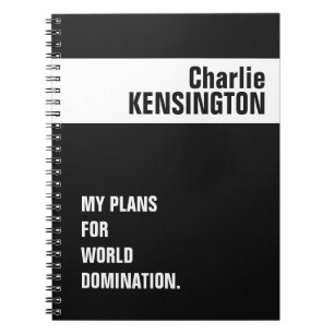 Caderno Espiral Nome personalizado, título e bloco de notas de co