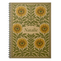 Nome personalizado Vintage Eye Sunflower Notebook