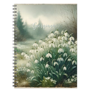 Caderno Espiral Nome Personalizado Vintage Watercolor Quedas Flora