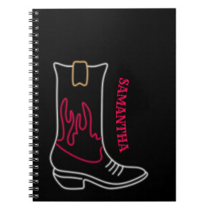 Caderno Espiral Nome Personalizável de Arranque do Neon Cowboy