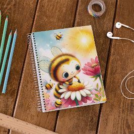 Caderno Espiral Nome personalizável - Sorrisos ensolarados e flor