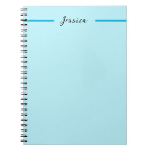 Caderno Espiral Nome Profissional Simples Elegante Moderno Azul