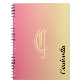 Caderno Espiral Nome simples, cor-de-rosa e dourado personalizado