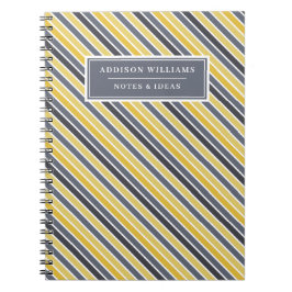 Caderno Espiral Nome Único - Cinza Amarela Personalizada